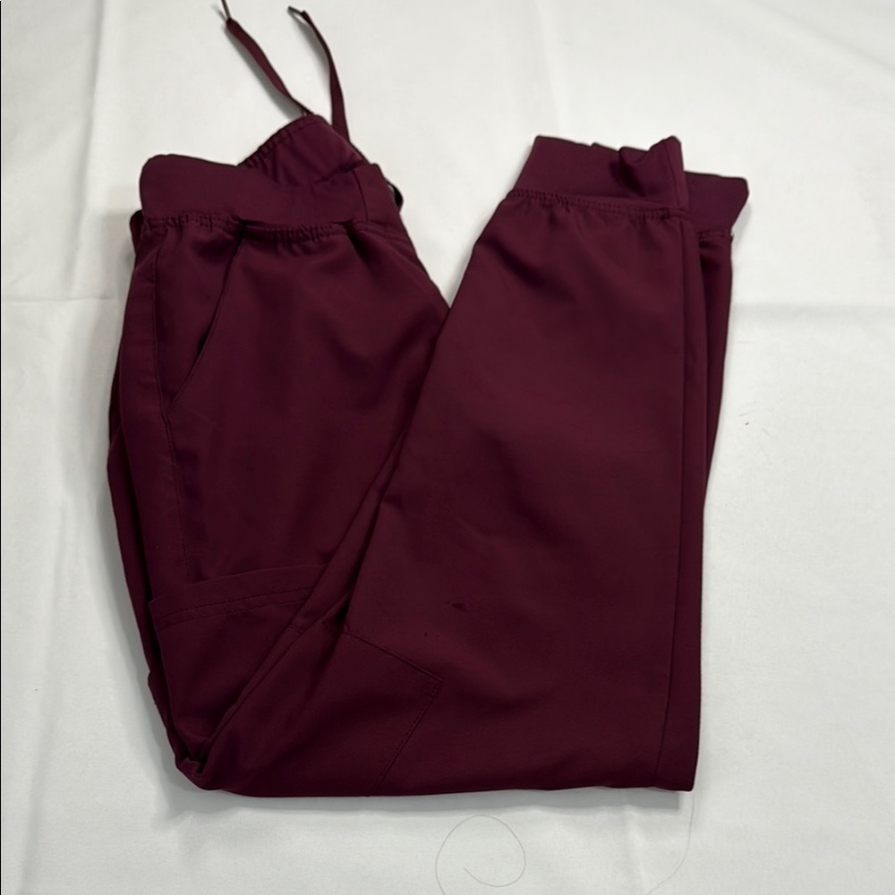 Red Tapered Joggers with Adjustable Waist - Picture 2 of 8